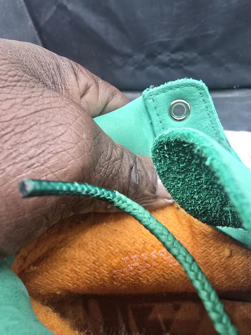 Timberland Green Lace-Up Work Boots with Tan Outsole
